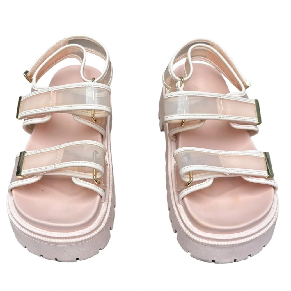 Aldo Women’s 6.5 SANNDY Pale Pink Chunky Platform Sandals with Adjustable Straps